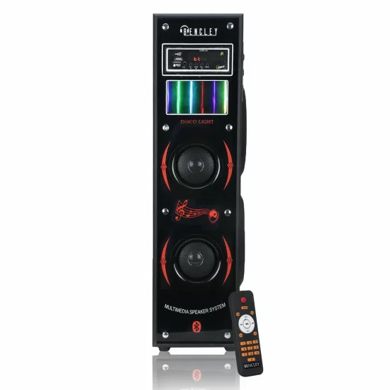 Bencley 100 W Double Woofer Tower Speaker With Bluetooth, Aux, Usb, FM  (Black)